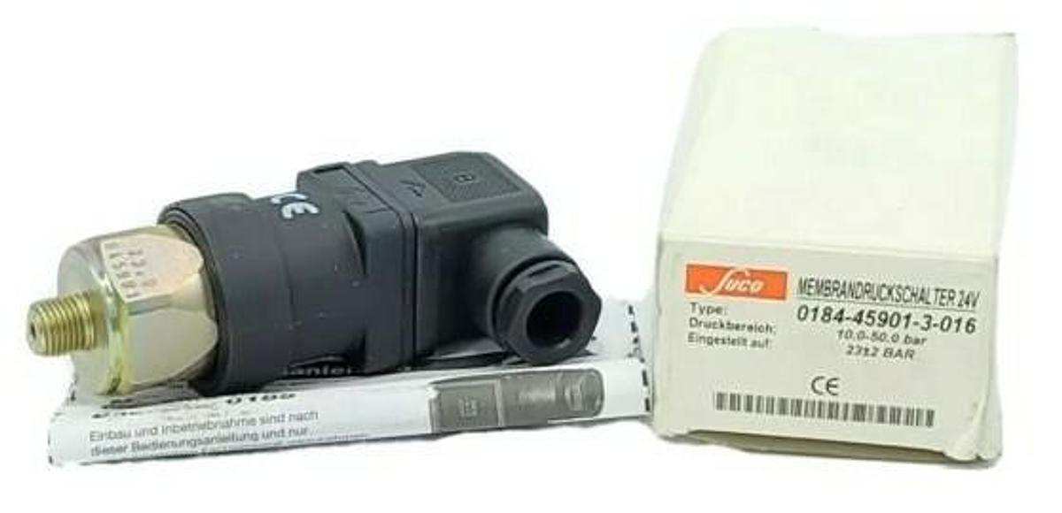 Used NIB SUCO 0184-45901-3-016 PRESSURE SWITCH 10.0-50.0 BAR