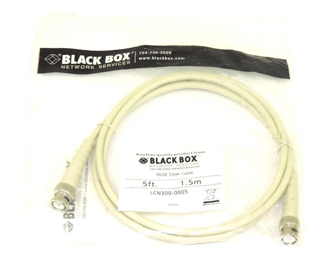 Used NIB BLACK BOX THIN NET RG58 COAX CABLE 5FT LCN300-0005