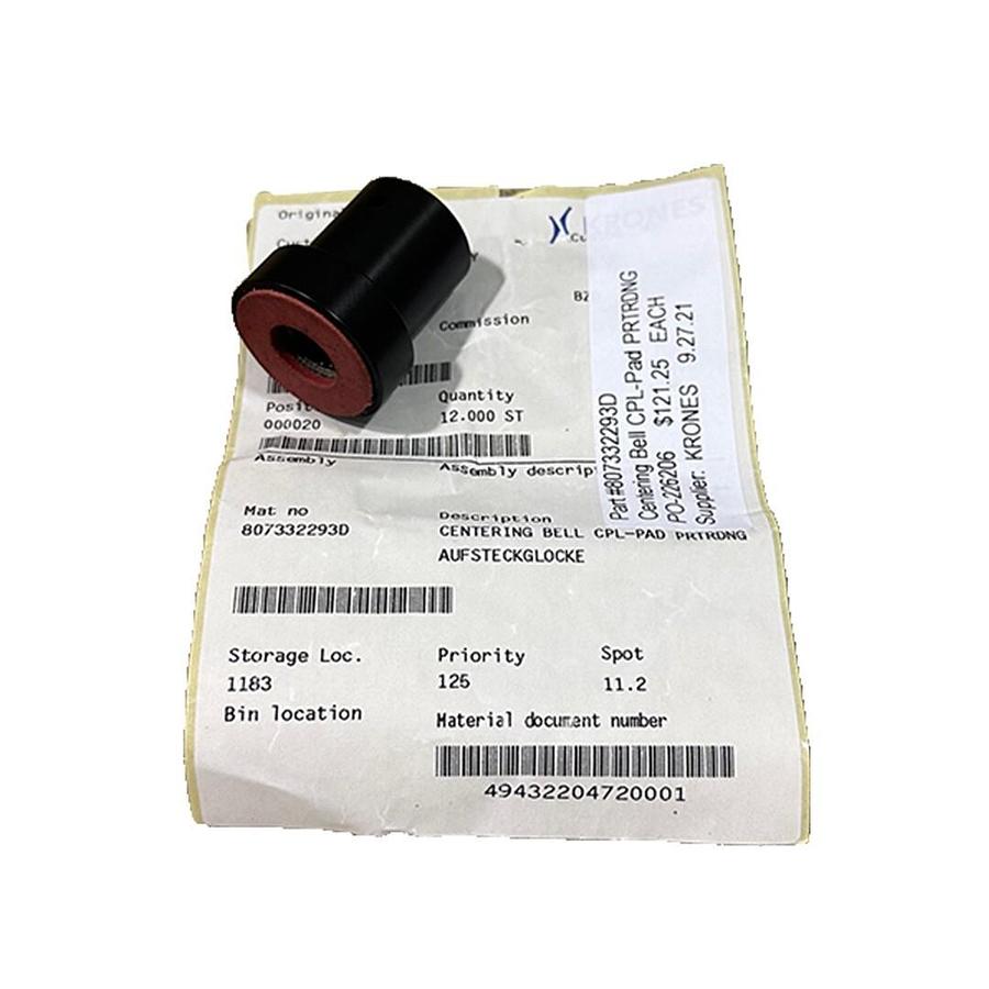 Used NEW KRONES 807332293D CENTERING BELL CPL-PAD PRTRDNG