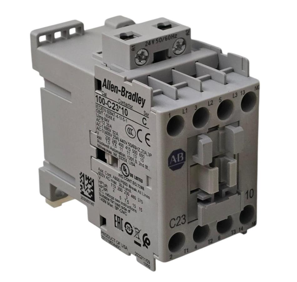 Used Allen-Bradley 100-C23KJ10 /C 100-C IEC Contactor 3-P 23A, 1 N.O. Coil 24VAC NSMP