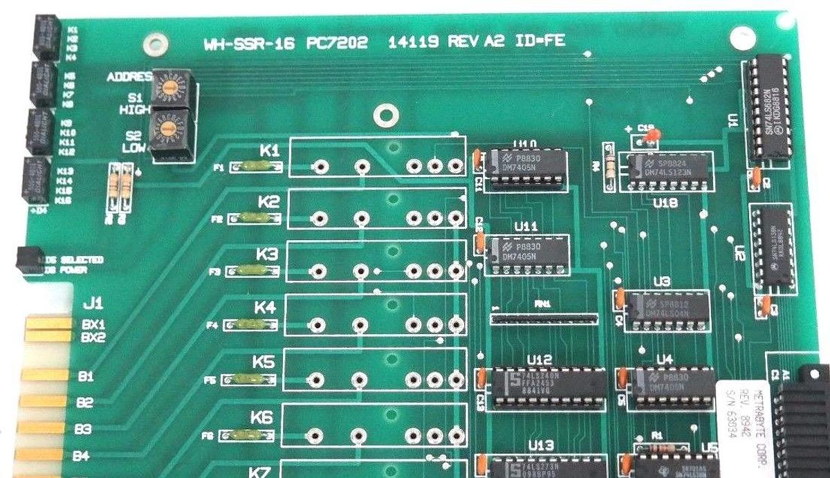 Used NEW METRABYTE CORP. WH-SSR-16 BOARD WHSSR16, PC7202 14119 REV. A2 ID=FE