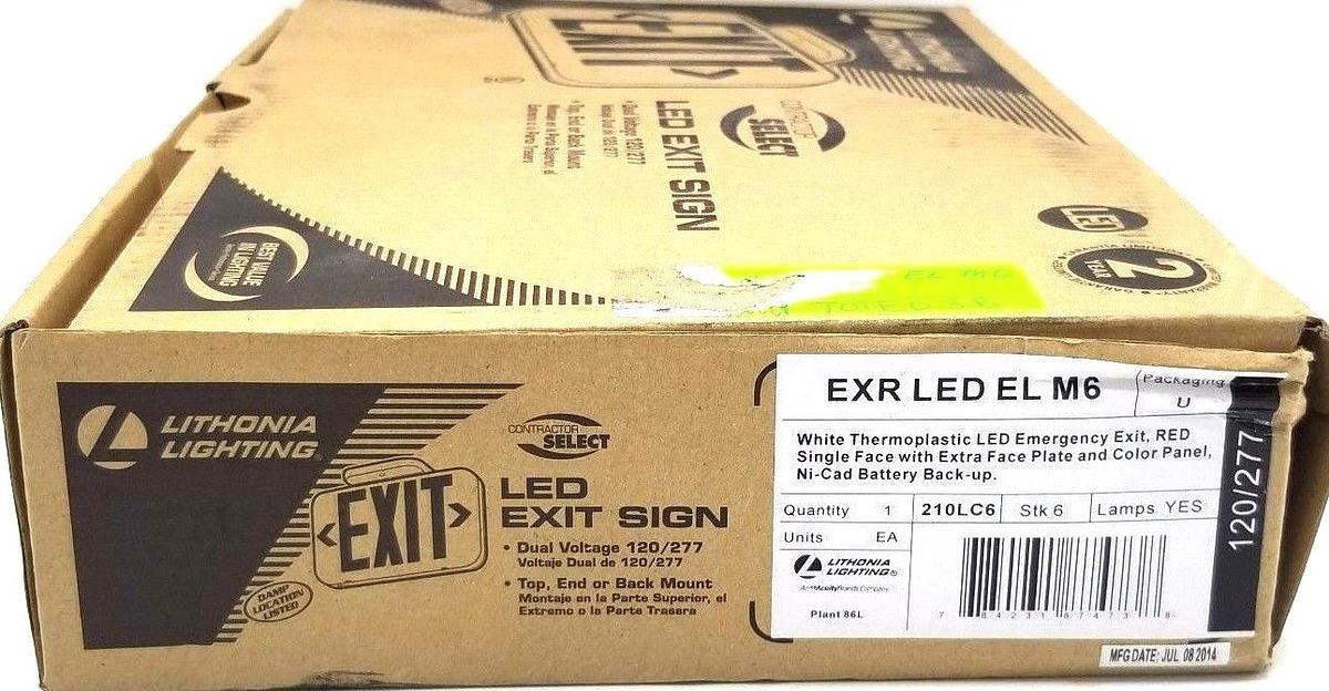Used NIB LITHONIA LIGHTING EXR LED EL M6 EXIT SIGN