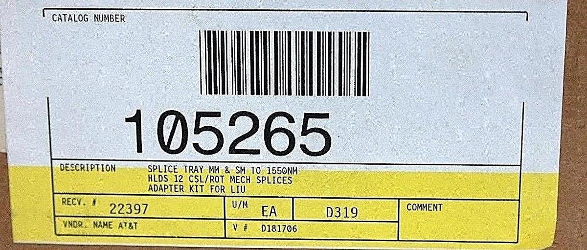 Used F/S AT&T WESTERN ELECTRIC 105289656 ONE D-181706 KIT OF PARTS SPLICE TRAY