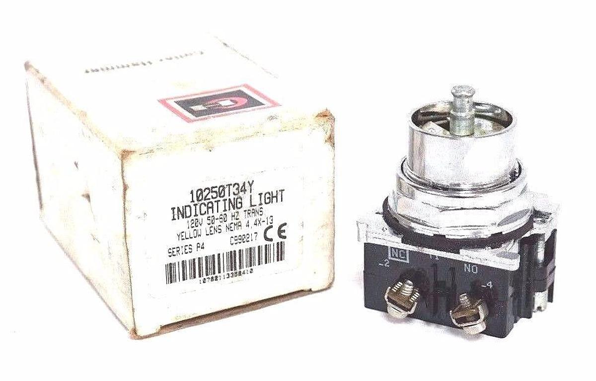 Used NIB CUTLER HAMMER 10250T34Y INDICATING LIGHT SERIES A4, 120V, 50-60Hz, 10250T34Y