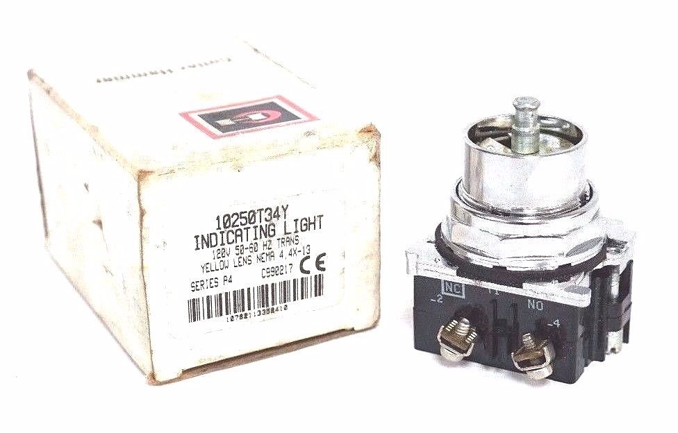Used NIB CUTLER HAMMER 10250T34Y INDICATING LIGHT SERIES A4, 120V, 50-60Hz, 10250T34Y