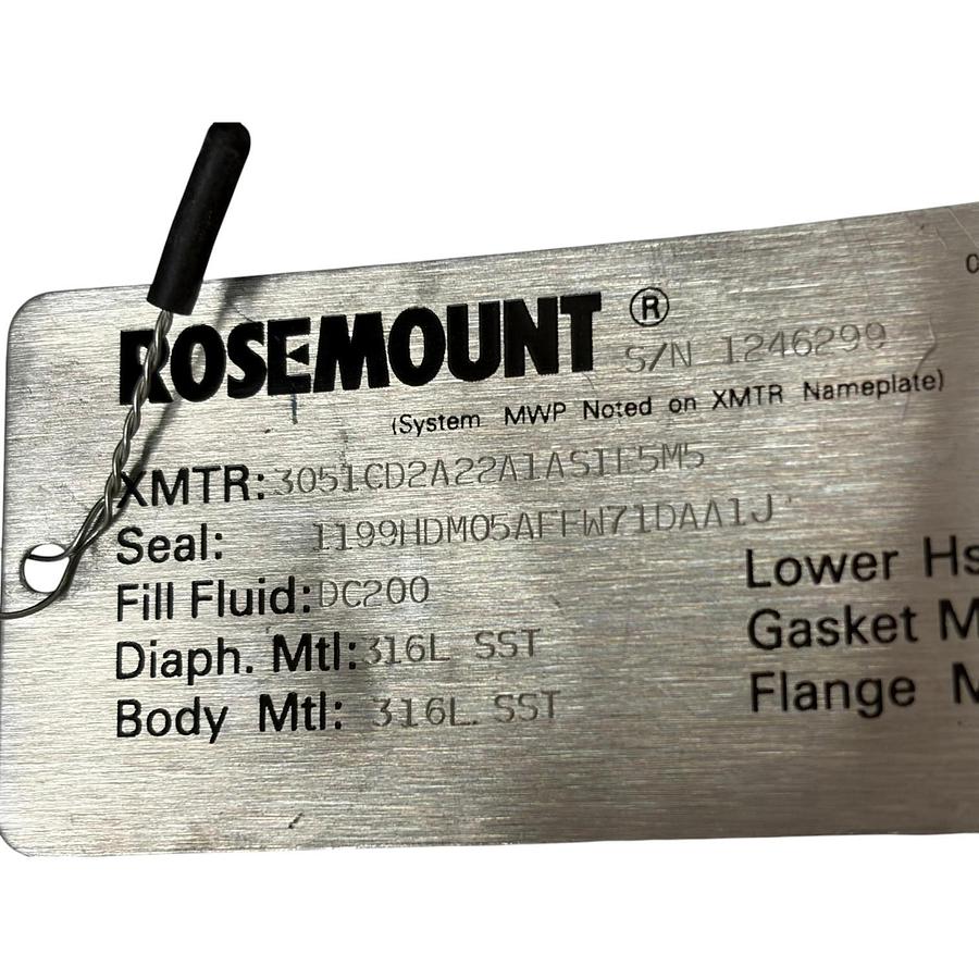 Used Rosemount 3051 Smart Pressure Transmitter & 1199 Remote Diaphragm Seal Assy. New