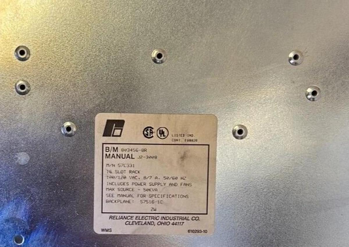Used RELIANCE ELECTRIC 57C-331 / 57C331 AUTOMAX 16-SLOT RACK 100/120VAC 8/7A 50/60Hz
