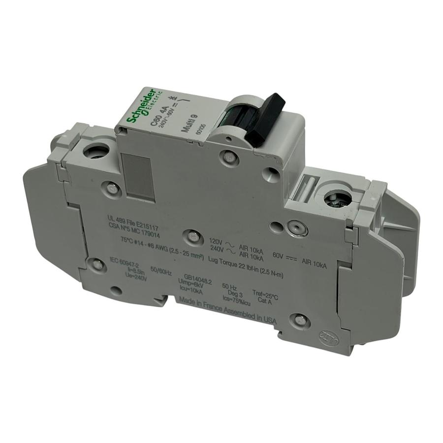 Schneider Electric Multi 9 C60 4A 1 Pole Circuit Breaker 60105 240VAC 60VDC New