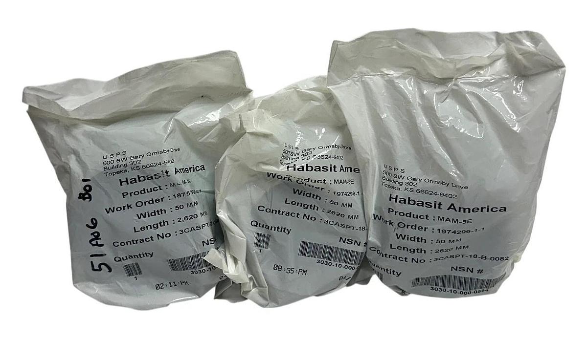 Used 3 HABASIT AMERICA MAM-5E / MAM5E CONVEYOR BELTS W: 50mm L: 2,620mm OEM NSFS