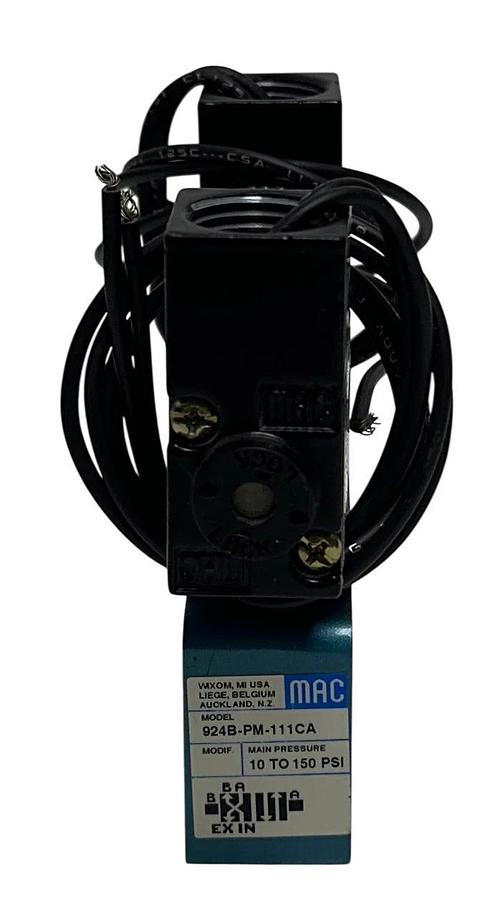 Used MAC VALVES 924B-PM-111CA / 924BPM111CA SOLENOID VALVE W/ PME-111CAA PILOT USNP