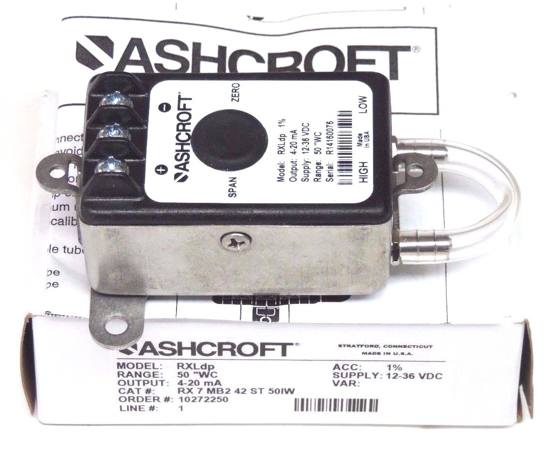 Used NIB ASHCROFT RX-7-MB2-42-ST-50IW TRANSMITTER 4-20MA, 12-36VDC, RXLDP, 10272250