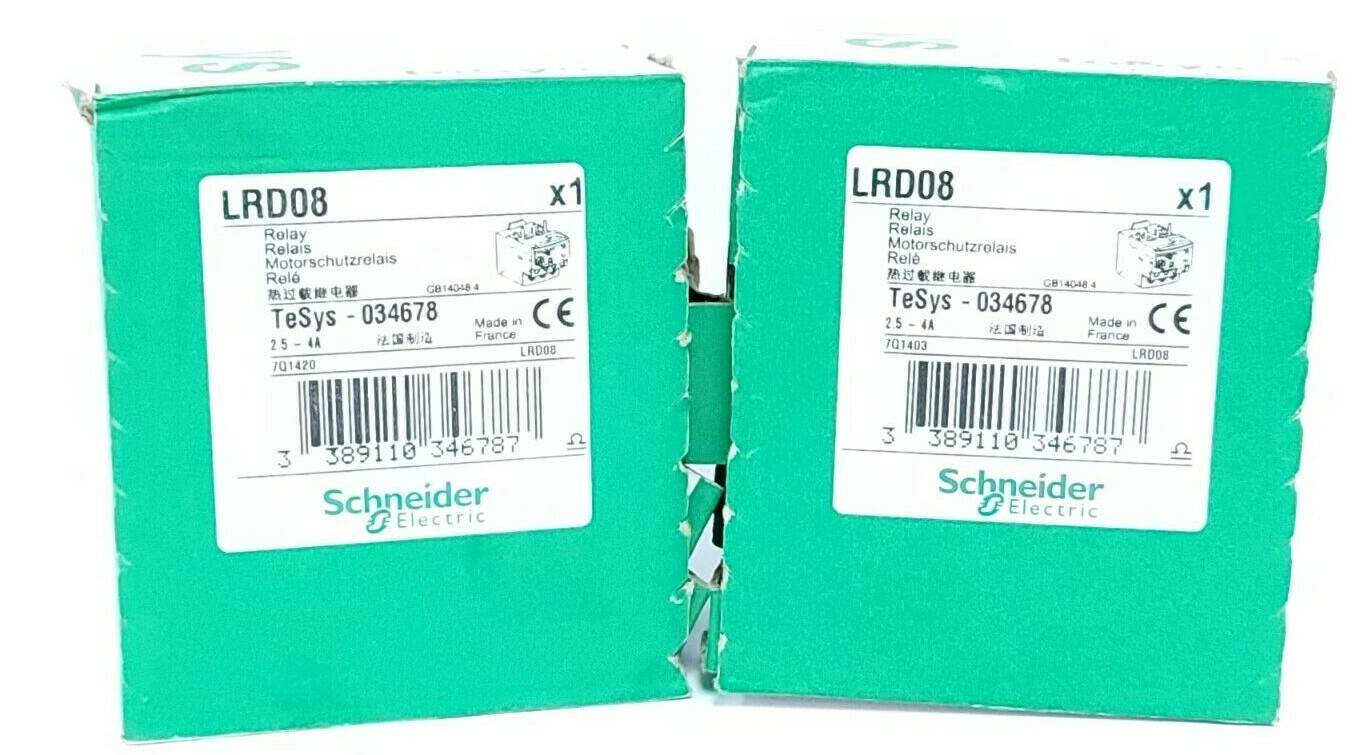 Used LOT OF 2 NIB SCHNEIDER ELECTRIC LRD08 RELAYS 2.5-4A