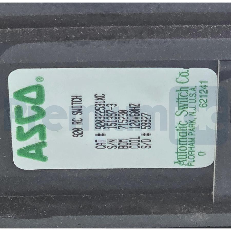 Used ASCO 920322531XC 920 Remote Control Switch 3-Pole 480V/600V 225A 920322531 NSNP