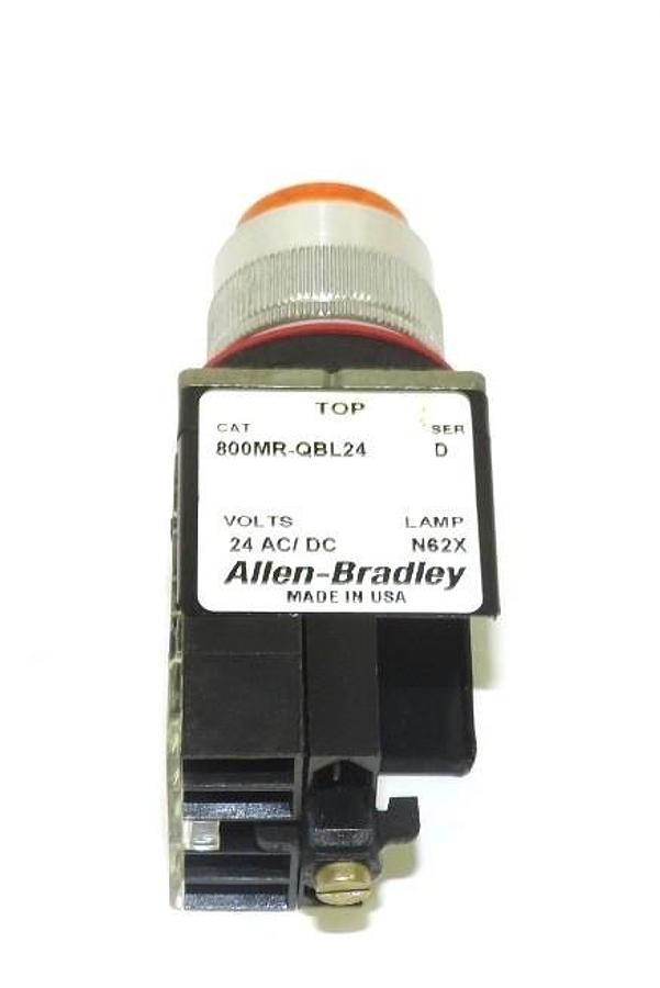 Used NEW ALLEN BRADLEY 800MR-QBL24 PUSHBUTTON 800MRQBL24, SER. D W/ 800M-XA