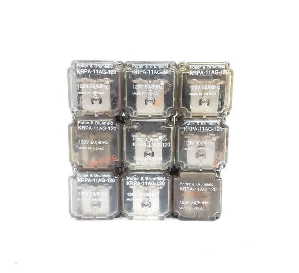 Used LOT OF 9 POTTER & BRUMFIELD KRPA-11AG-120 RELAYS KRPA11AG120, 120V, 50/60HZ
