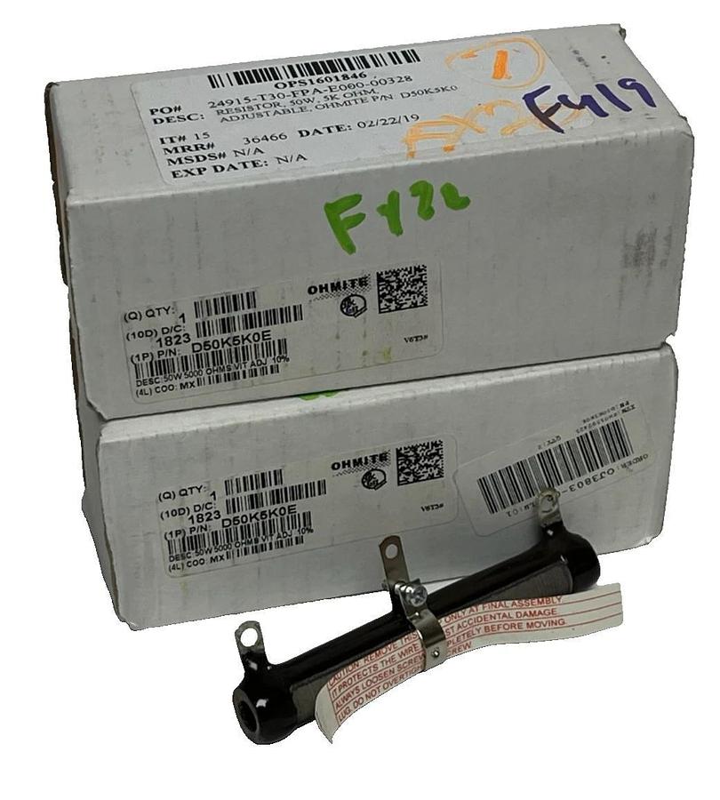 Ohmite D50K5K0E Wirewound Resistor 5K Ohm 50W 10% Tubular Lug, NSMP
