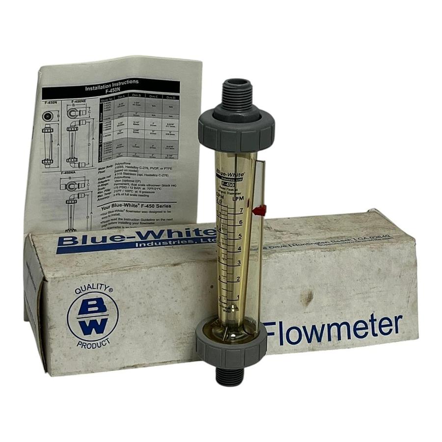 Blue-White F-450N In-Line Flow Meter F-45376L-8 0.1-1.0 GPM 3/8" NPT - NSMP