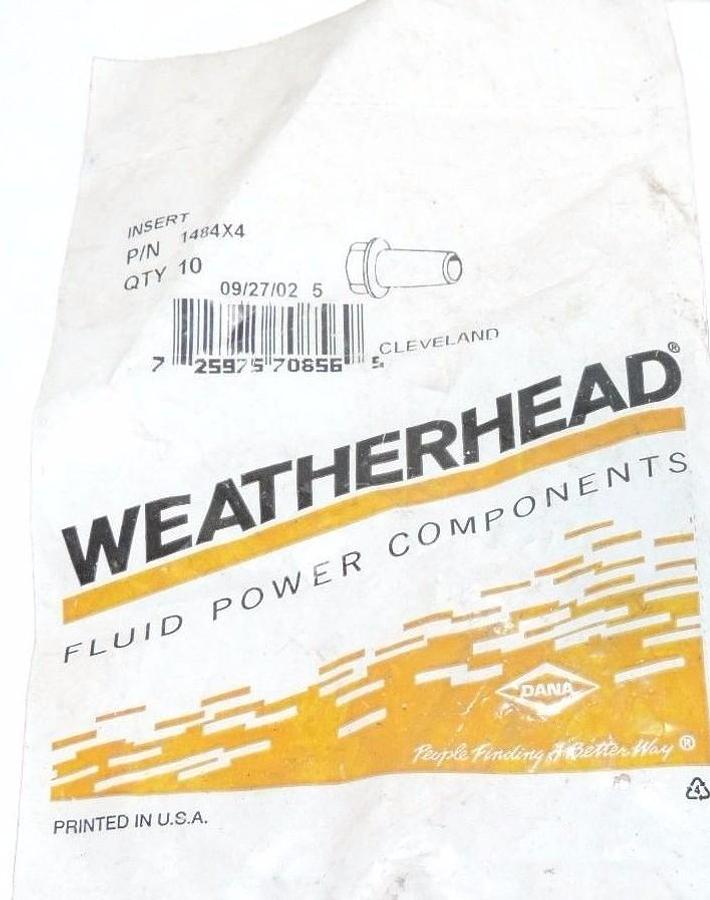 Used BAG OF 10 NEW WEATHERHEAD 1484X4 INSERTS TUBE SIZE 1/4'', PRESSURE 150 PSI