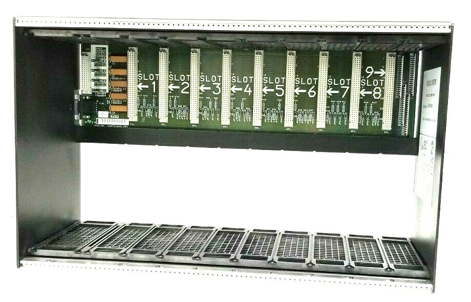 Used GE FANUC IC697CHS790D REAR MOUNT SLOT RACK 9-SLOT W/ 44A724845-G01 BACKPLANE