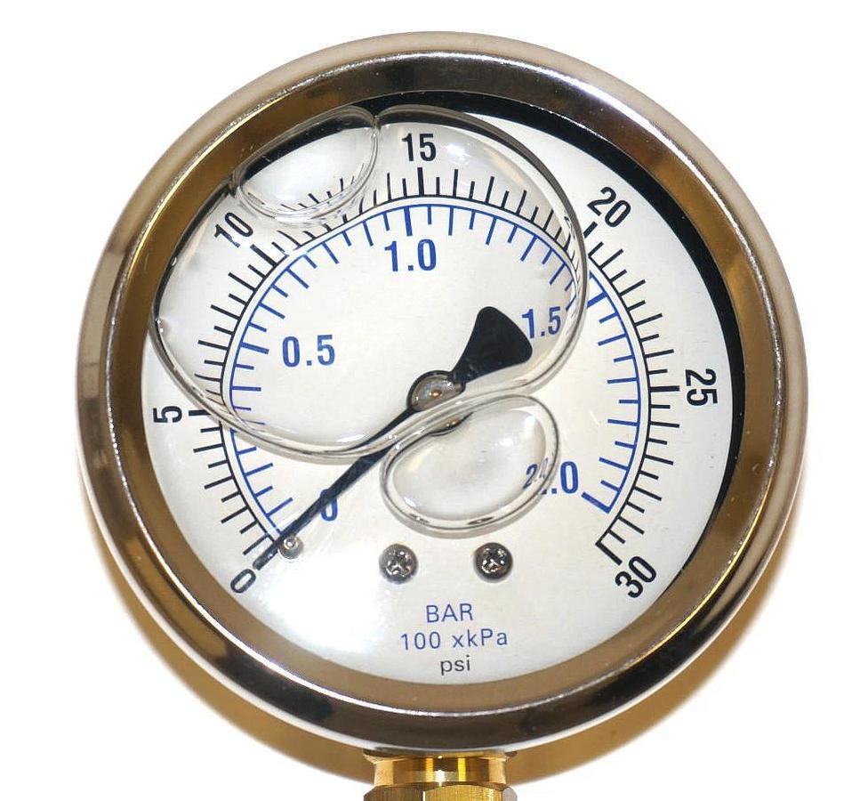 Used NIB BOND FLUIDAIR 201L-2.5-1/4M-0-30 PRESSURE GAUGE 2 1/2'' LIQUID FILLED