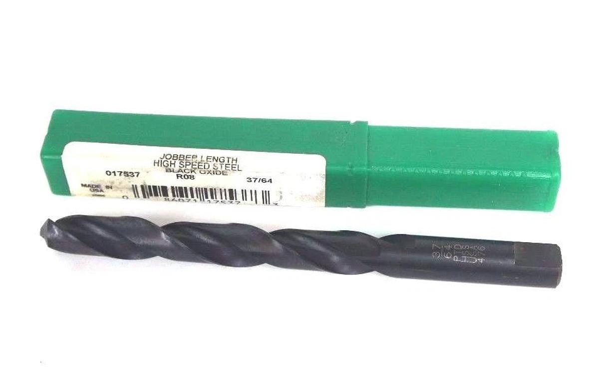 NEW PRECISION TWIST DRILL 017537 37/64" JOBBER LENGTH HSS BLACK OXIDE R08