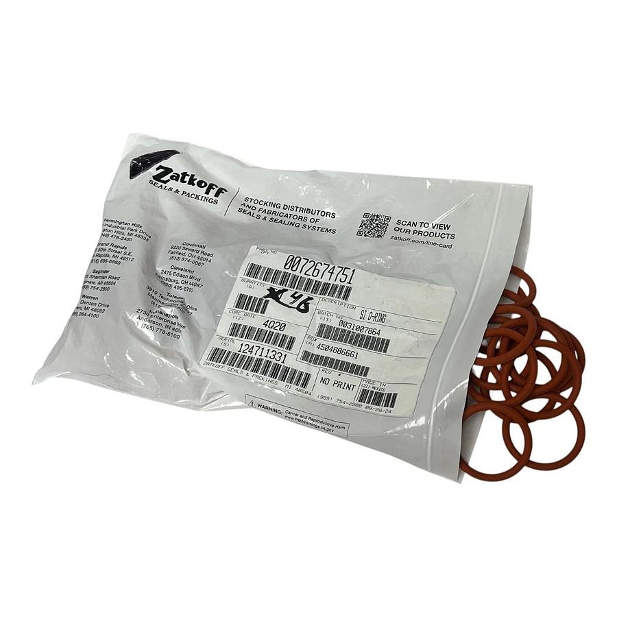 Used Zatkoff 0072674751 Silicone O-Rings Lot of 46 High Temp Red New Factory Sealed
