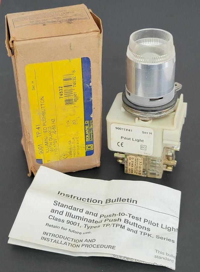 Used NIB SQUARE D 9001-TP-41 ILLUMINATED PUSHBUTTON 9001TP41 SER. H
