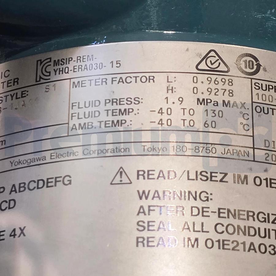 Yokogawa ADMAG Magnetic Flowmeter AXG150-CAFF2PA1AH222B-1JA11/GRH/SCT/MC/L2 NSNP