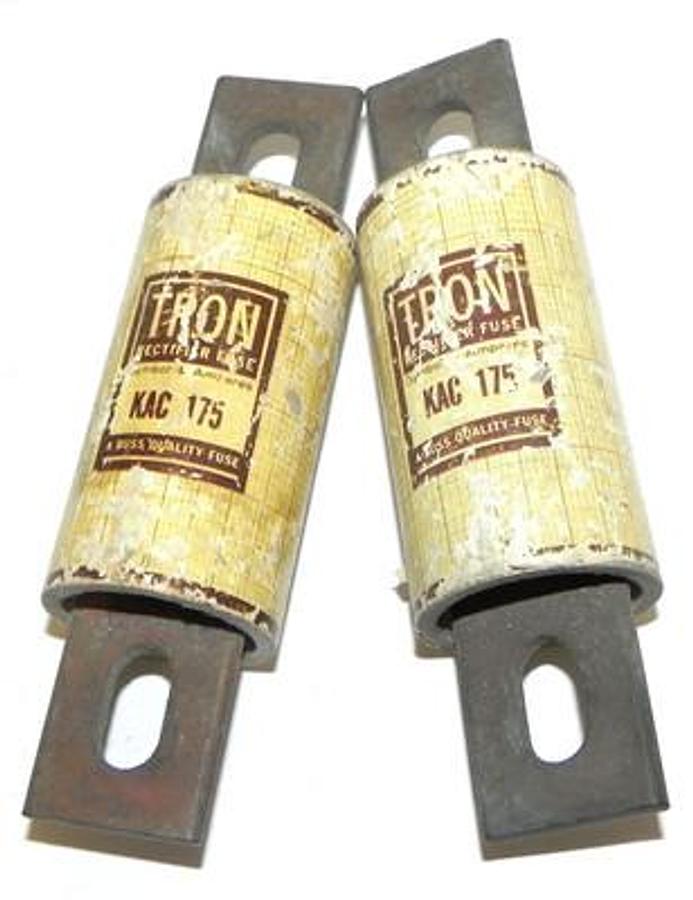 Used LOT OF 2 BUSSMANN KAC 175 TRON RECTIFIER FUSES KAC175