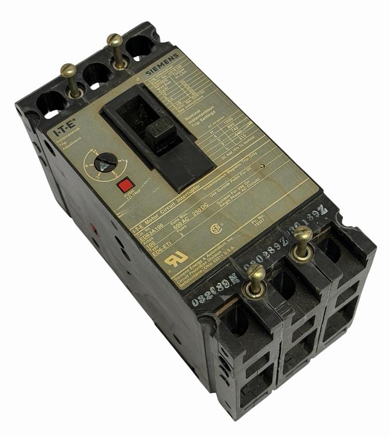 Used SIEMENS ED63A100 CIRCUIT BREAKER 100AMPS 3-POLE