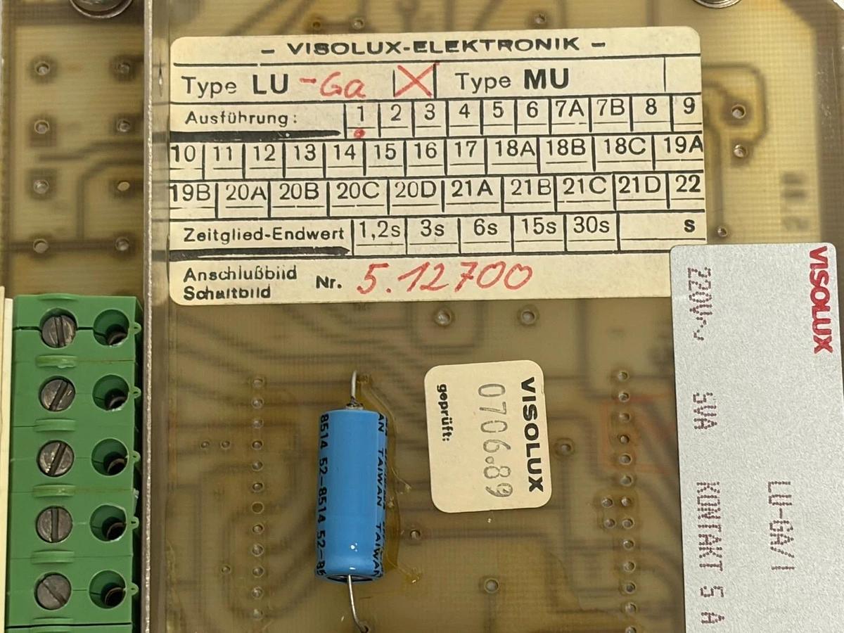 Used Visolux LU-Ga / LU-GA/1 Elektronik Controller Module Board Type MU 220V 5VA