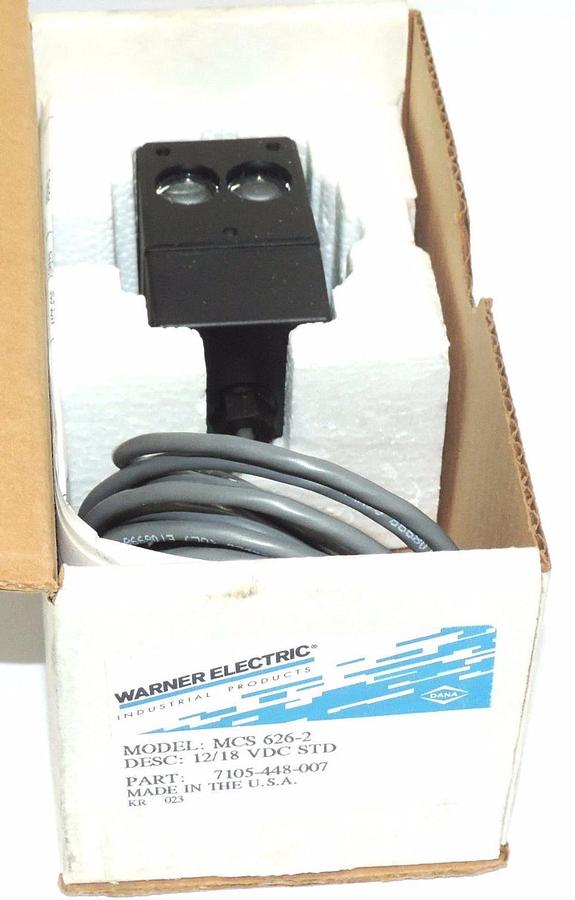 Used NIB WARNER ELECTRIC MCS626-2 PHOTOELECTRIC DIFFUSE REFLECTIVE P/N: 7105-448-007