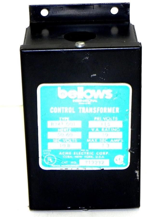 Used BELLOWS B341-001 CONTROL TRANSFORMER CAT. NO. T12232