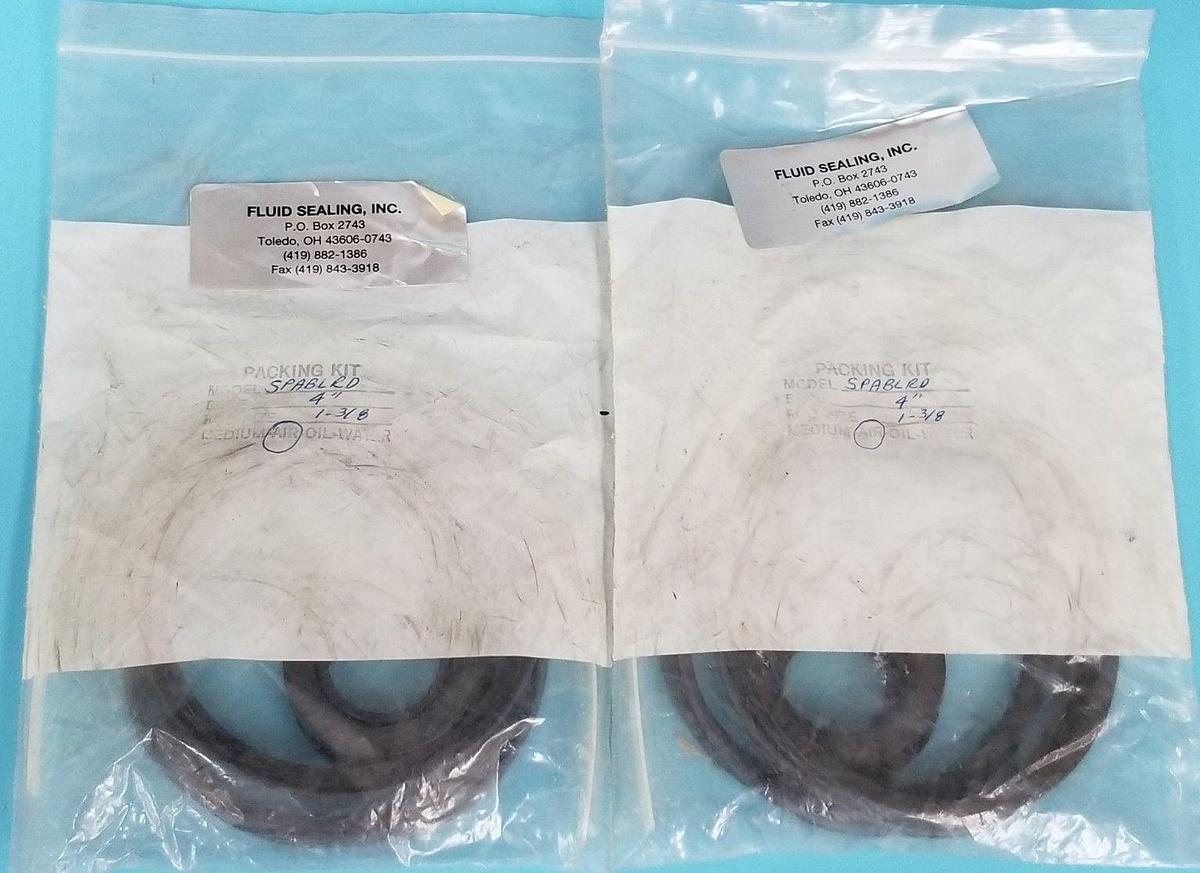 (2) NEW FLUID SEALING INC SPABLRD AIR SEAL PACKING KITS 1-3/8" ROD SIZE 4'' BORE