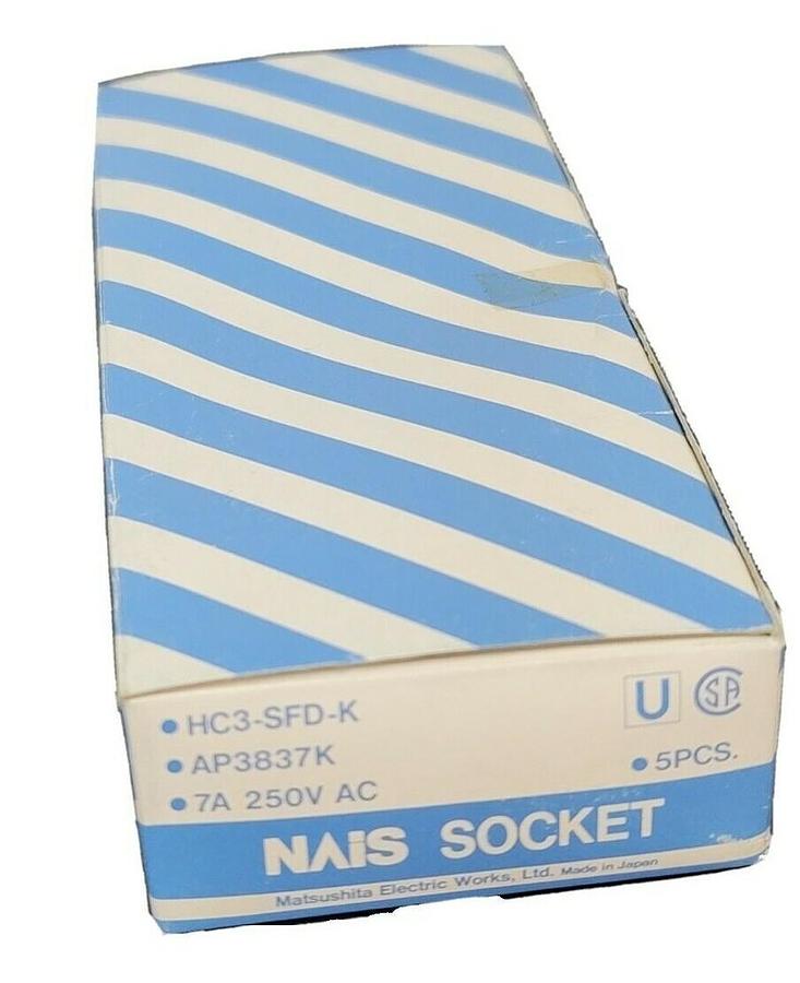 Used BOX OF 5 NEW NAIS HC3-SFD-K SOCKETS HC3SFDK, 7A, 250V AC