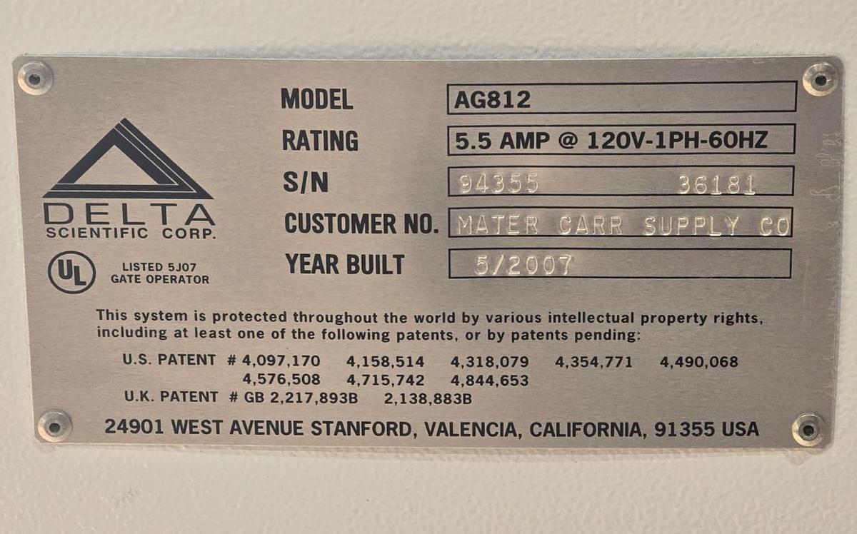 Used Delta Scientific AG812 Parking Control Beam Barrier Access Gate Mechanism NSNP