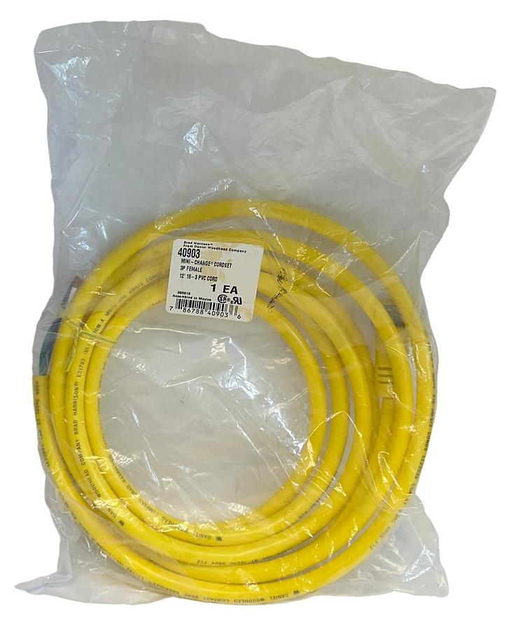 Used NEW WOODHEAD BRAD HARRISON 40903 MINI-CHANGE 12' CORDSET 16-3 PVC 3P NSMP
