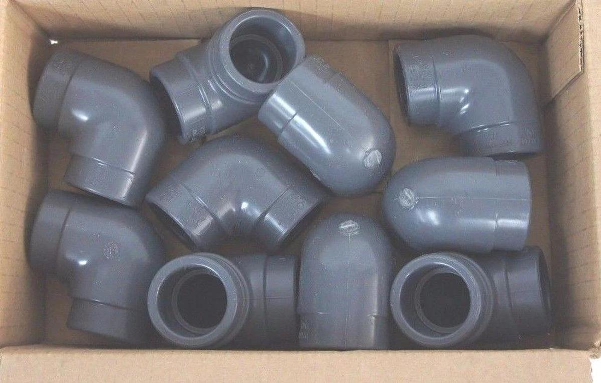 Used BOX OF 10 NEW GEORGE FISCHER 806-010 SCH. 80, 1" PVC 90 DEG ELBOWS, 806010