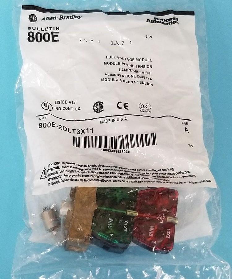 LOT OF 9 NEW ALLEN BRADLEY 800E-2DLT3X11 FULL VOLTAGE MODULES SER. A