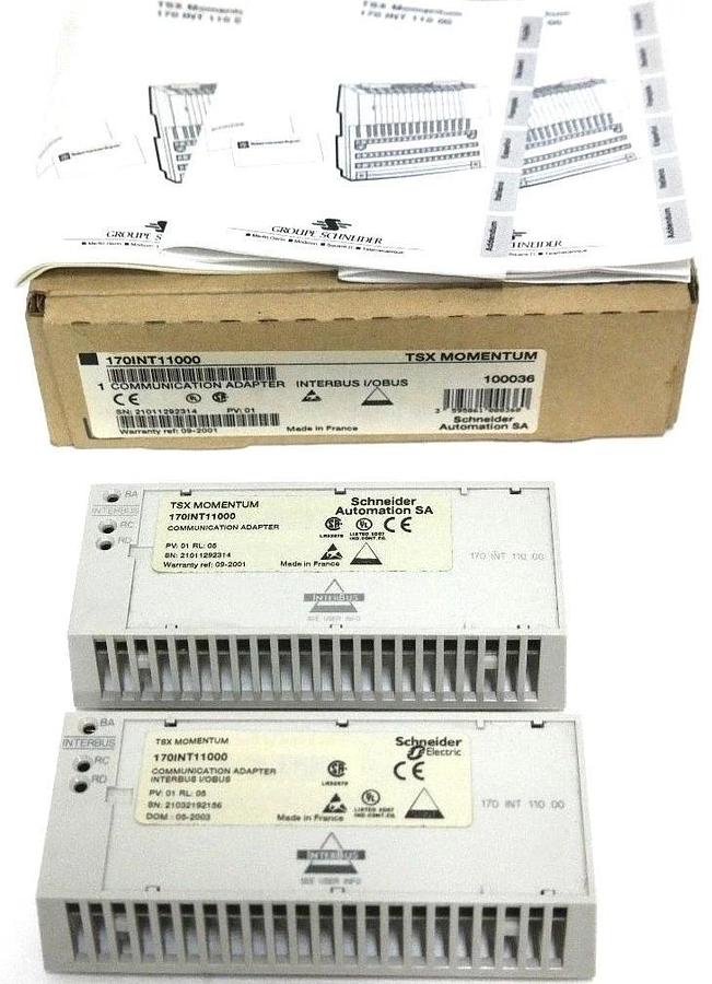 Used LOT OF 2 SCHNEIDER AUTOMATION 170INT11000 COMMUNICATION ADAPTERS 170-INT-110-00