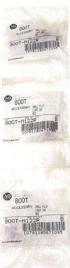 Used LOT OF 3 NEW ALLEN BRADLEY 800T-N122R SMALL PILOT LIGHT CAPS RED 800TN122R SER B