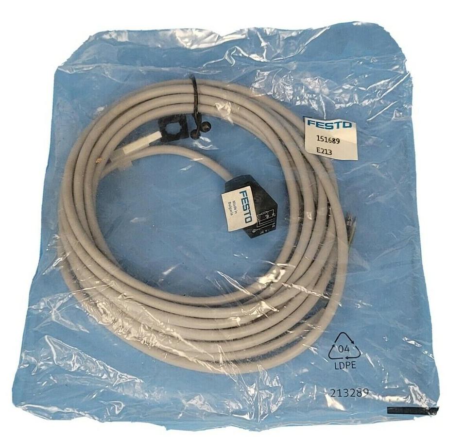 Used NEW FESTO KMEB-1-24-5-LED CABLE WITH SOLENOID 3 PIN PLUG SOCKET 151689