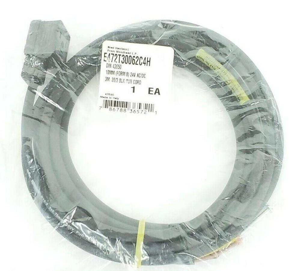 NEW BRAD HARRISON E472T30062C4H DIN 43650 10MM (FORM B) 24V, 3M 20/3 BLK CORD