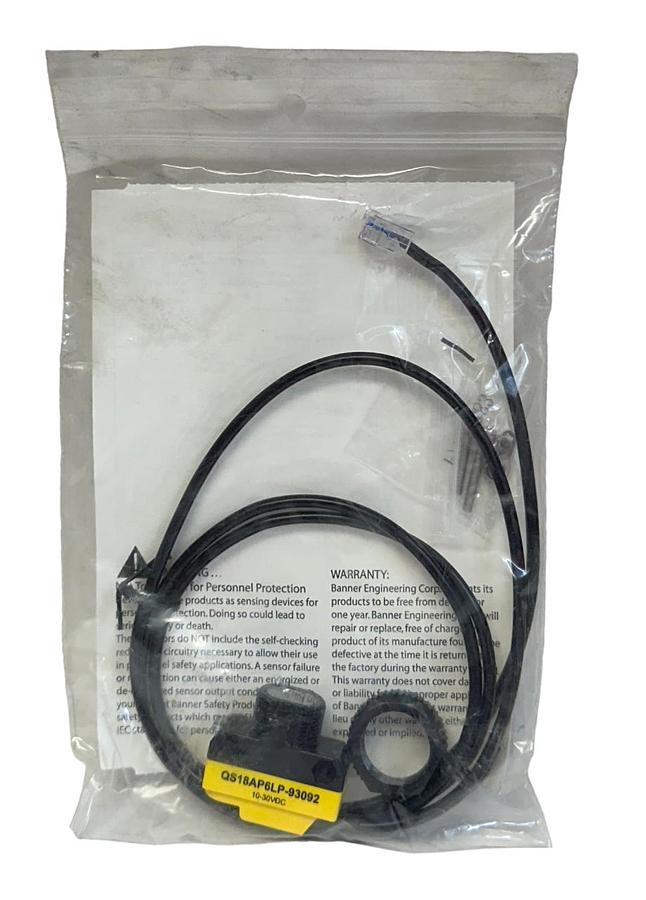 Used BANNER QS18AP6LP-93092 / 93092 WORLD-BEAM PHOTOELECTRIC SENSOR 10-30VDC NSMP