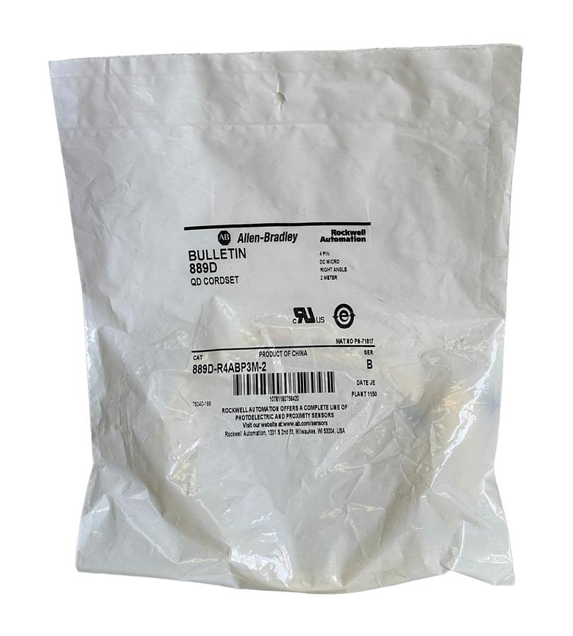 NEW ALLEN BRADLEY 889D-R4ABP3M-2 /B 4-PIN QD CORDSET DC MICRO 2M 889DR4ABP3M2