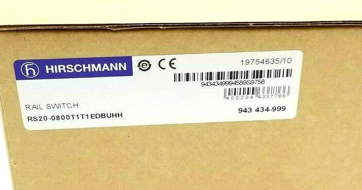 Used NEW HIRSCHMANN RS20 8-PORT ETHERNET SWITCH RS20-0800T1T1EDBUHH / 943-434-999