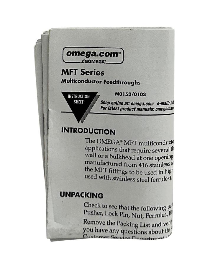 Used OMEGA MFT-18-8 / MFT188 MFT SERIES MULTICONDUCTOR FEEDTHROUGH FOR SEALING NSMP