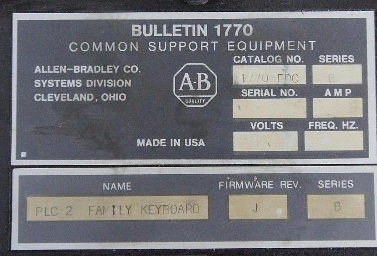 Used ALLEN BRADLEY 1770-TA INDUSTRIAL TERMINAL FIRMWARE REV. C SERIES B 1770-KCB