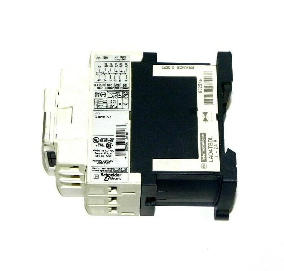 Used TELEMECANIQUE CAD32BD CONTROL RELAY 3 NO and 2 NC, 600 V, 24 VDC STANDARD COIL