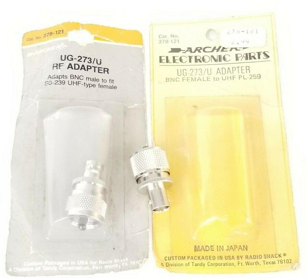 Used LOT OF 2 NEW ARCHER UG-273/U RF ADAPTERS CAT. 278-121